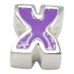Solvar Sterling Silver Purple Enamel Initial X Slide Charm Kids New Old Stock
